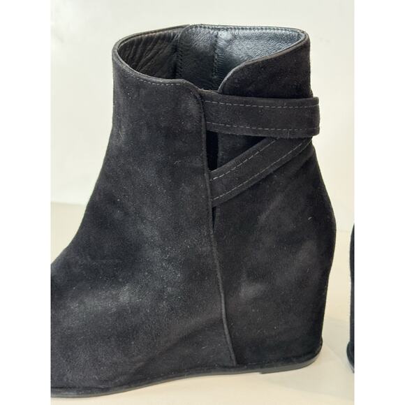 Stuart Weitzman Black Suede Wedge Ankle Boots Size 10 N - Picture 8 of 13